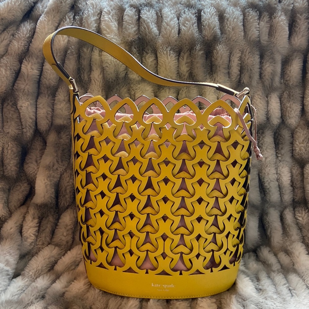 Kate Spade Yellow Bucket Cut Out Bag